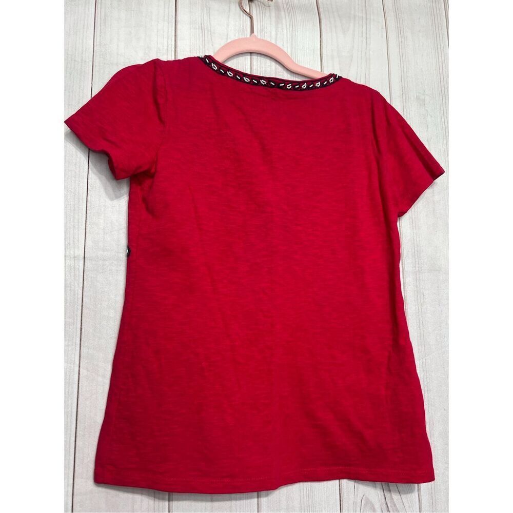 Talbots embroidered split neck red size P - Picture 6 of 8